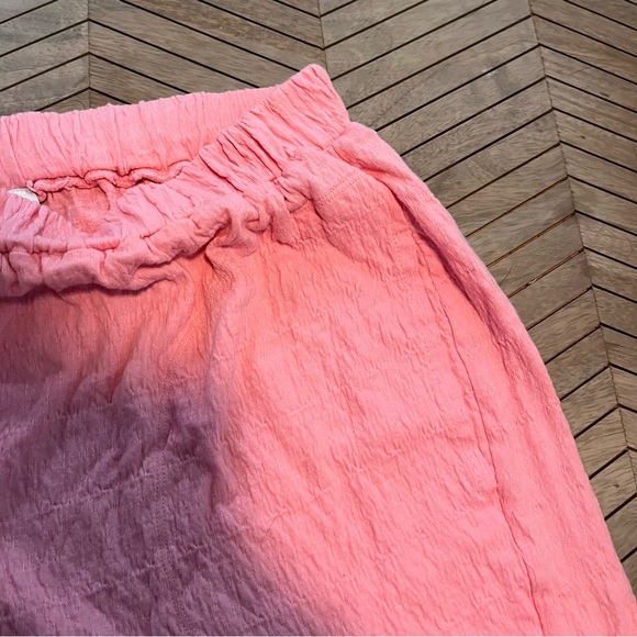 Free People Beach Twyla Ruffle Slubbed Cotton Pink Shorts with Micro Ruffle - Picture 7 of 9